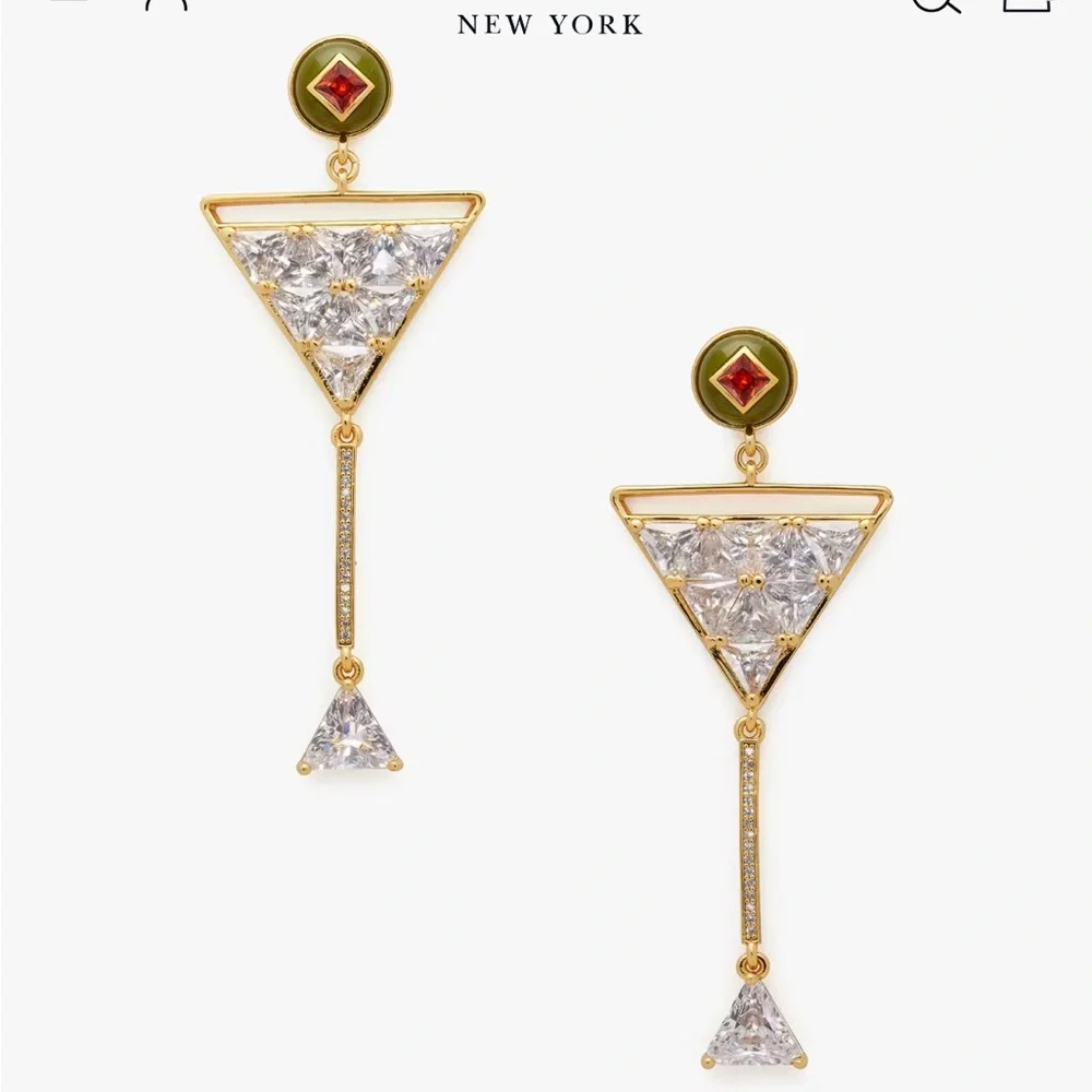 RARE Kate spade Olive🫒🍸Shaken or Stirred Martini Statement Earrings